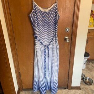 Blue and White Striped Dress